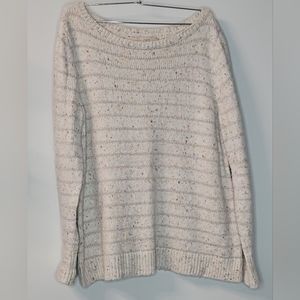 LOFT Metallic Rainbow Confetti Cable Knit Crew Neck Sweater Top Sz. L